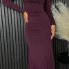 COPPEROSE Going Out Dresses | Occasion Dresses^Eloise Purple High Neck With Chain & Cut Out Detail Midi Dress