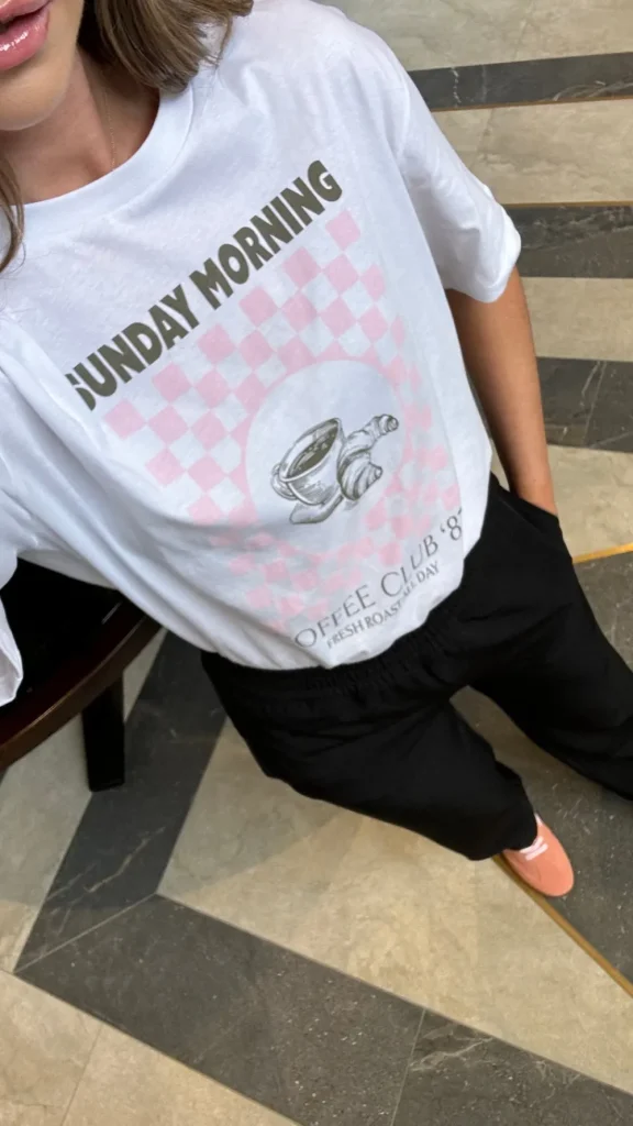 BESTSELLER Tops^Elsie White Graphic Printed 'Sunday Morning' T Shirt