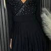 LUCCE Knitwear | Going Out Dresses^Emily Black Embellished Detail Knit Pleated Mini Dress