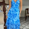 CANDICE FAIRE Going Out Dresses | Occasion Dresses^Emmeline Blue Floral Organza Floral Dye Maxi Dress