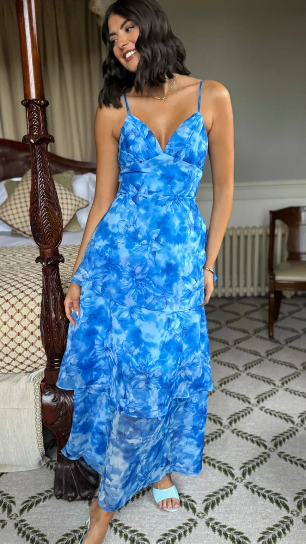 emmeline_blue_floral_orga_0.webp CANDICE FAIRE Going Out Dresses | Occasion Dresses^Emmeline Blue Floral Organza Floral Dye Maxi Dress