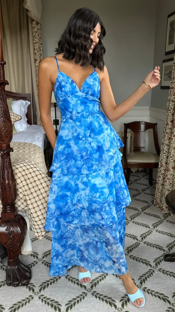 CANDICE FAIRE Going Out Dresses | Occasion Dresses^Emmeline Blue Floral Organza Floral Dye Maxi Dress