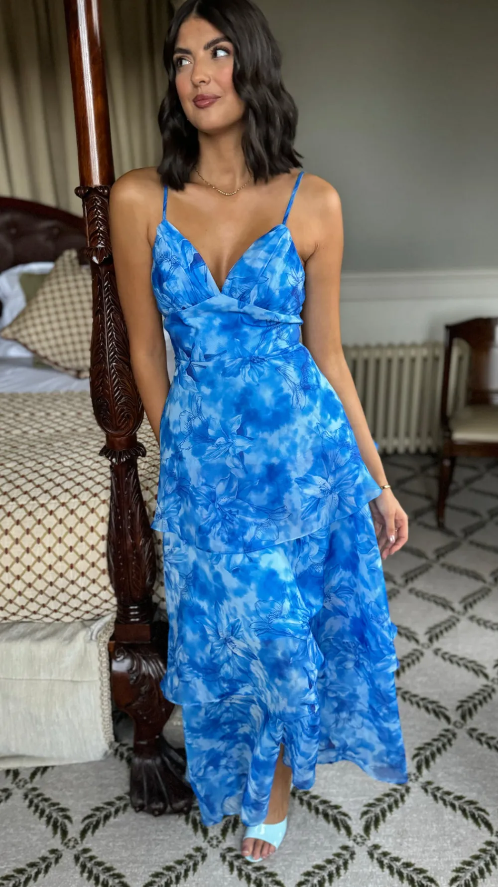emmeline_blue_floral_orga_3.webp CANDICE FAIRE Going Out Dresses | Occasion Dresses^Emmeline Blue Floral Organza Floral Dye Maxi Dress