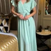 PARIS FASHION SHOPS Going Out Dresses | Occasion Dresses^Esme Green Wrap Style Pleated Midi Dress