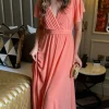 PARIS FASHION SHOPS Going Out Dresses | Occasion Dresses^Esme Orange Wrap Style Pleated Midi Dress