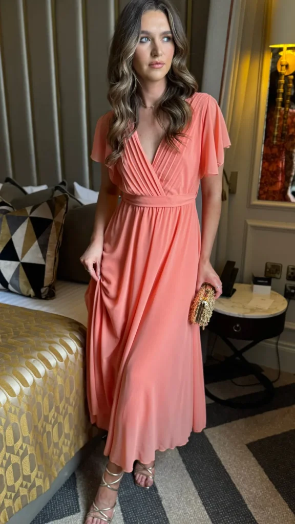 PARIS FASHION SHOPS Going Out Dresses | Occasion Dresses^Esme Orange Wrap Style Pleated Midi Dress