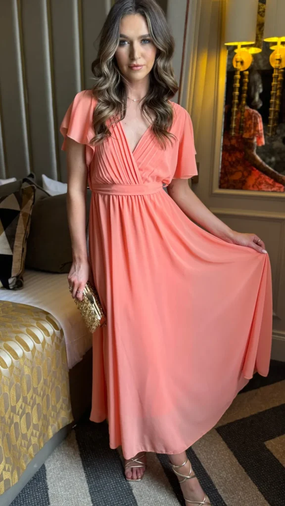 PARIS FASHION SHOPS Going Out Dresses | Occasion Dresses^Esme Orange Wrap Style Pleated Midi Dress