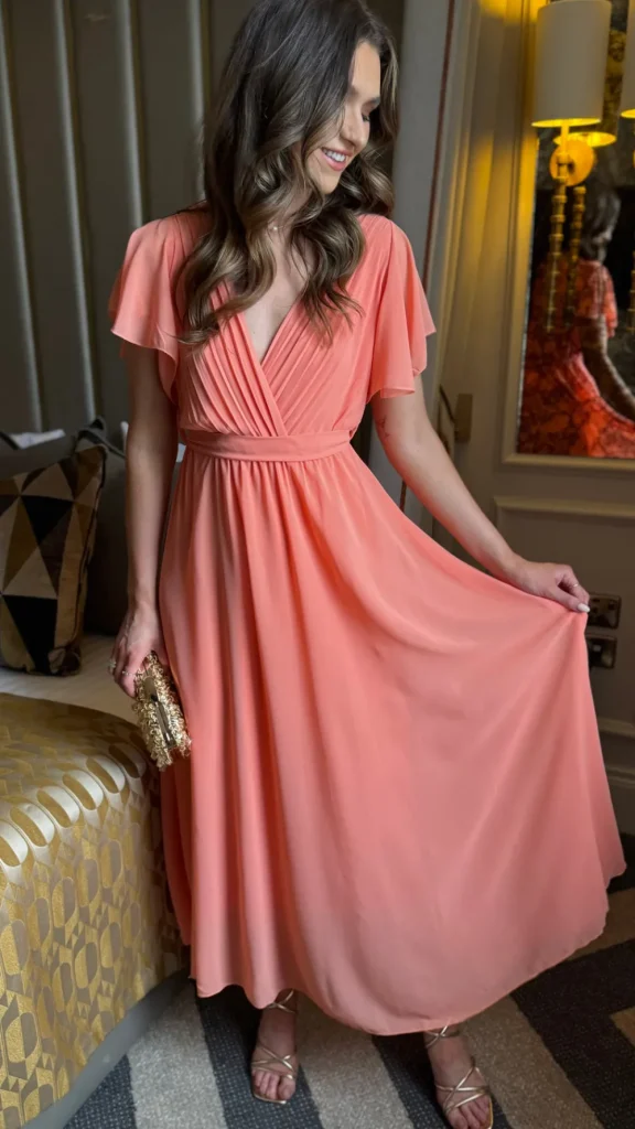 PARIS FASHION SHOPS Going Out Dresses | Occasion Dresses^Esme Orange Wrap Style Pleated Midi Dress