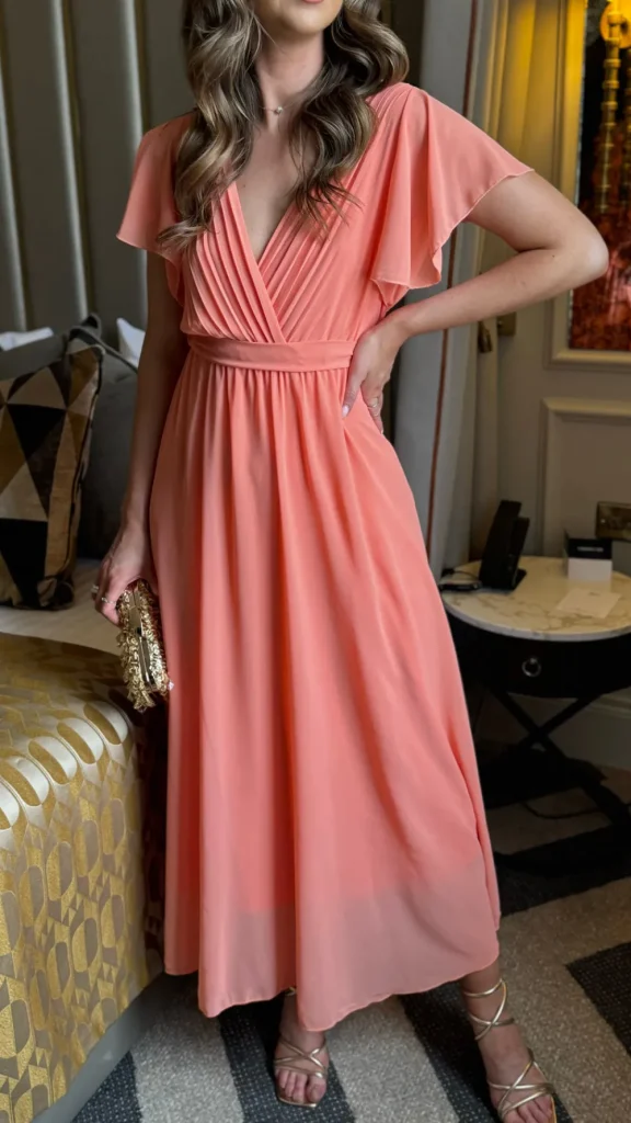PARIS FASHION SHOPS Going Out Dresses | Occasion Dresses^Esme Orange Wrap Style Pleated Midi Dress