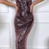 VERA LUCY Fitted Dresses | Occasion Dresses^Eudora Pink Strapless Sequin Maxi Dress