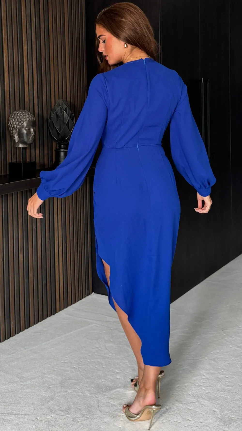 evangeline_royal_blue_lon_3.webp GIRL IN MIND Fitted Dresses | Going Out Dresses^Evangeline Royal Blue Long Sleeve Wrap Asymmetric Midi Dress