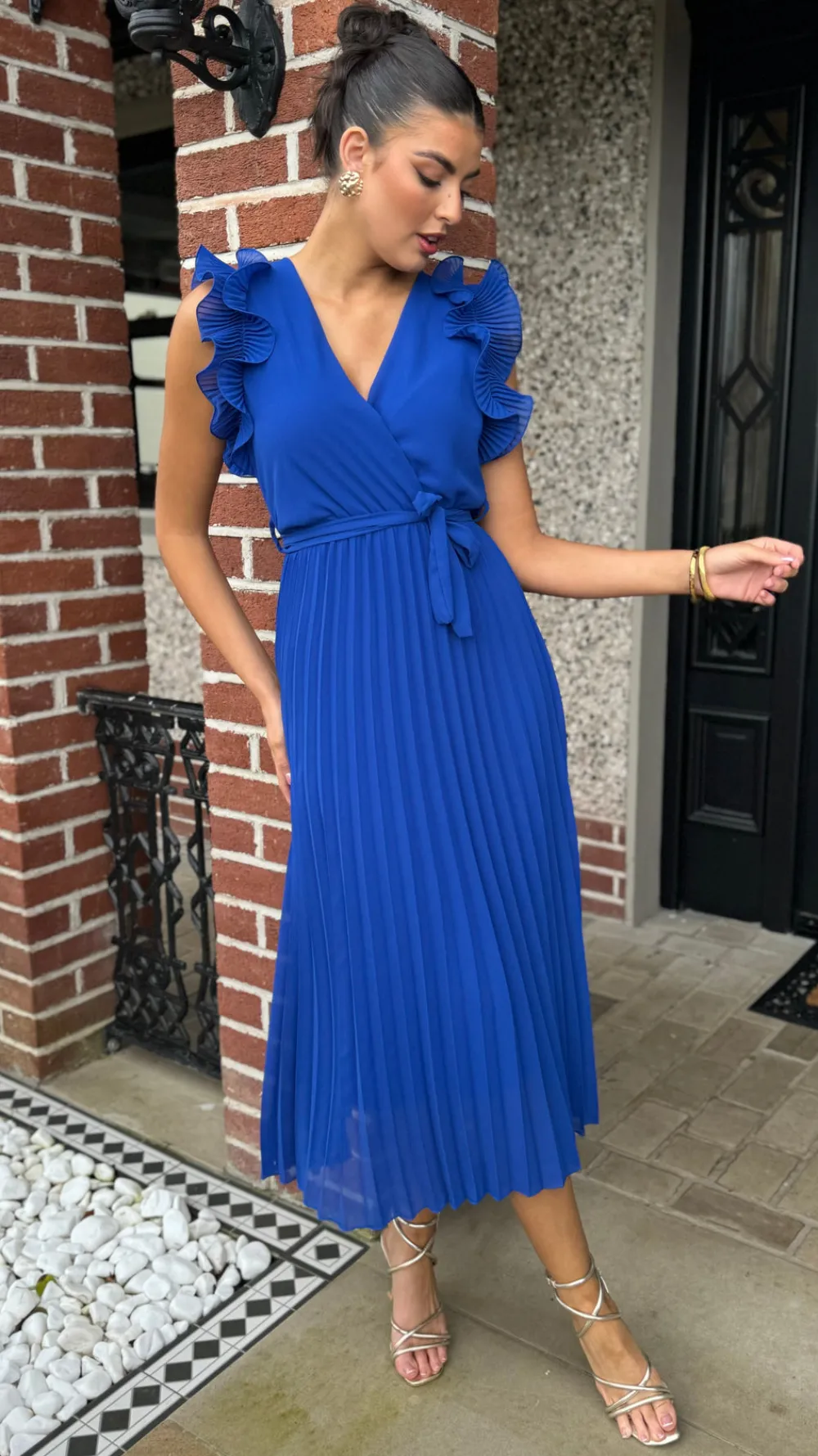 farah_royal_blue_pleated__0.webp PARIS FASHION SHOPS Occasion Dresses | Midi Dresses^Farah Royal Blue Pleated Midi Dress (PRE ORDER)