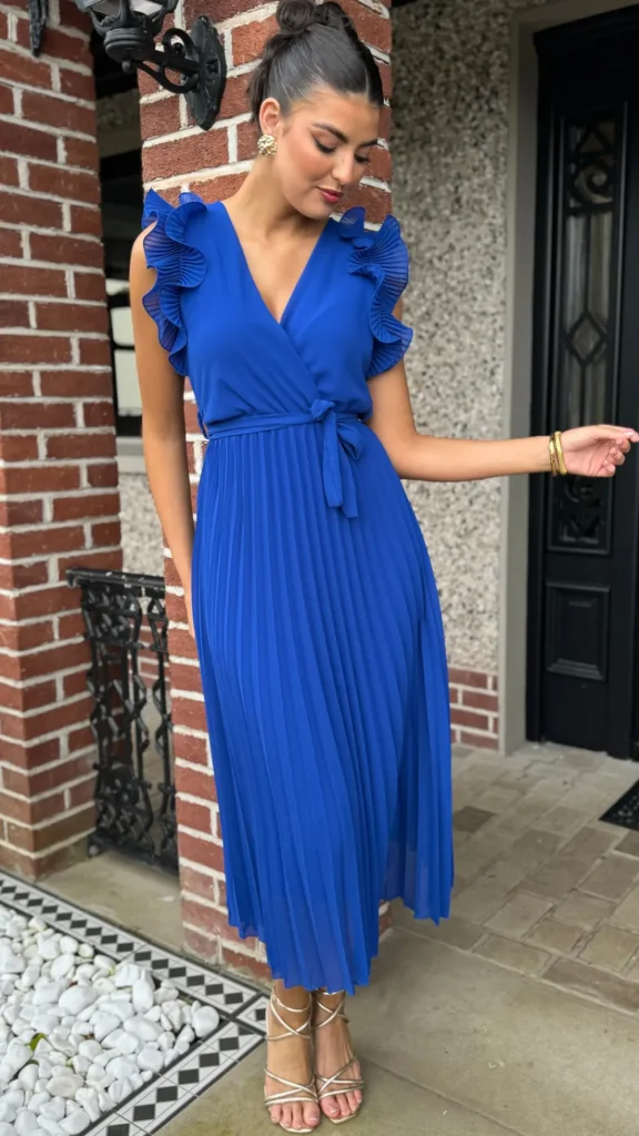 PARIS FASHION SHOPS Occasion Dresses | Midi Dresses^Farah Royal Blue Pleated Midi Dress (PRE ORDER)