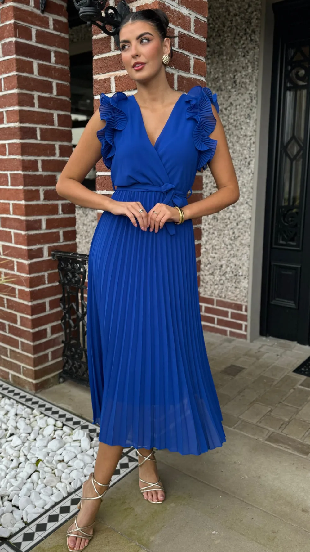 farah_royal_blue_pleated__3.webp PARIS FASHION SHOPS Occasion Dresses | Midi Dresses^Farah Royal Blue Pleated Midi Dress (PRE ORDER)