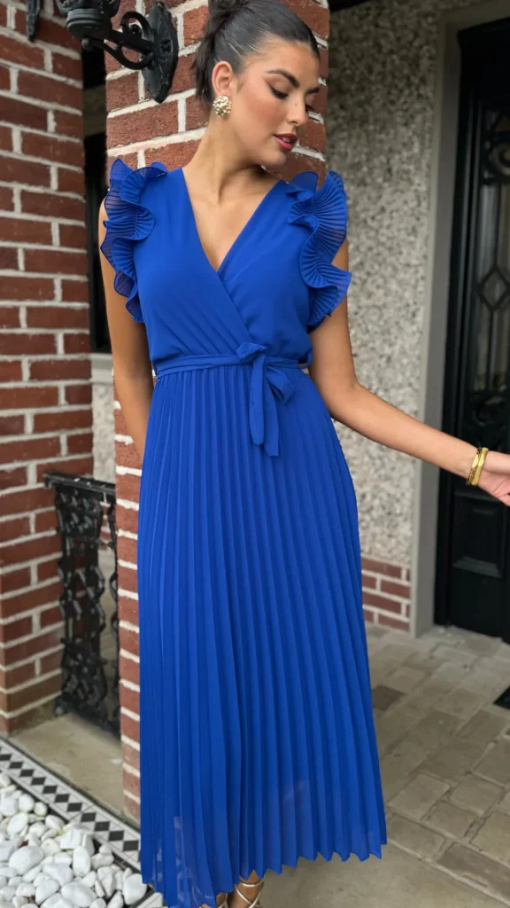 PARIS FASHION SHOPS Occasion Dresses | Midi Dresses^Farah Royal Blue Pleated Midi Dress (PRE ORDER)