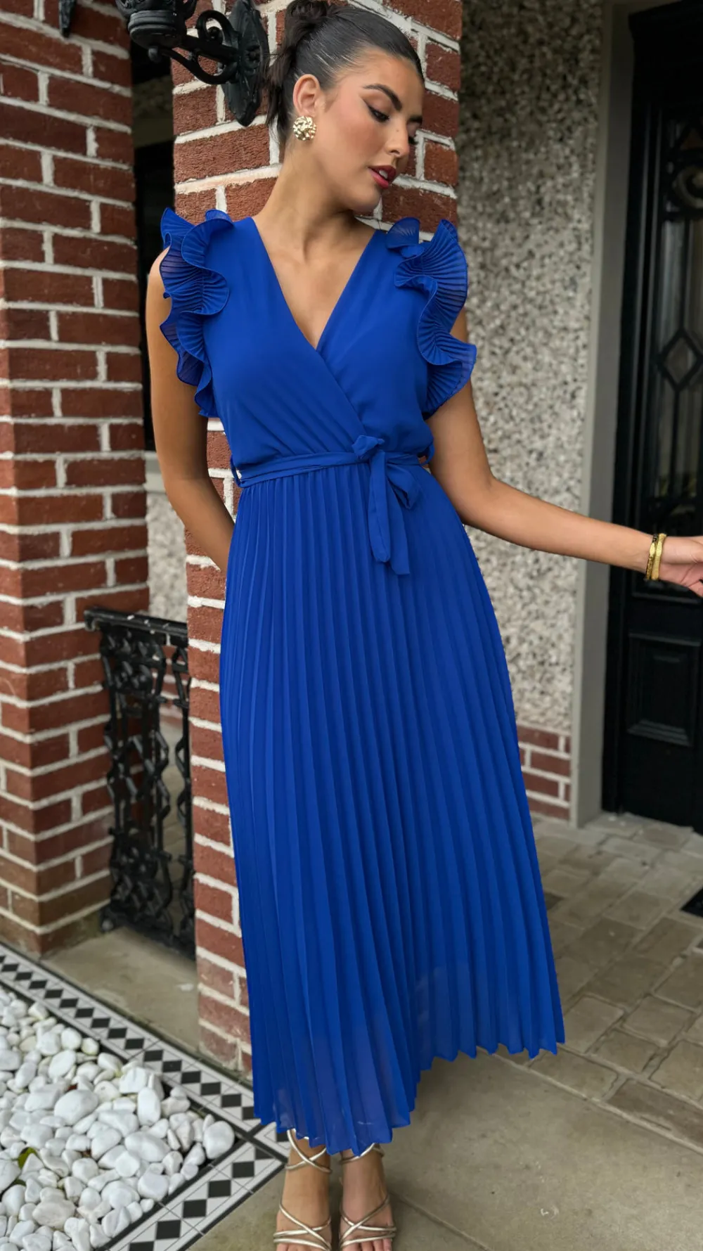 farah_royal_blue_pleated__5.webp PARIS FASHION SHOPS Occasion Dresses | Midi Dresses^Farah Royal Blue Pleated Midi Dress (PRE ORDER)