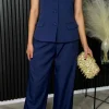 ELENZA Trousers | Co-ords^Farrah Navy Bustier Top & Trousers Co-Ord