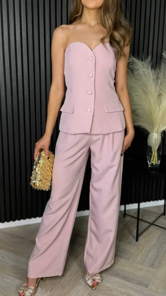 ELENZA Trousers | Co-ords^Farrah Pink Bustier Top & Trousers Co-Ord