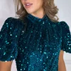 GIRL IN MIND Tops^Felix Green Puff Sleeve High Neck Bodysuit