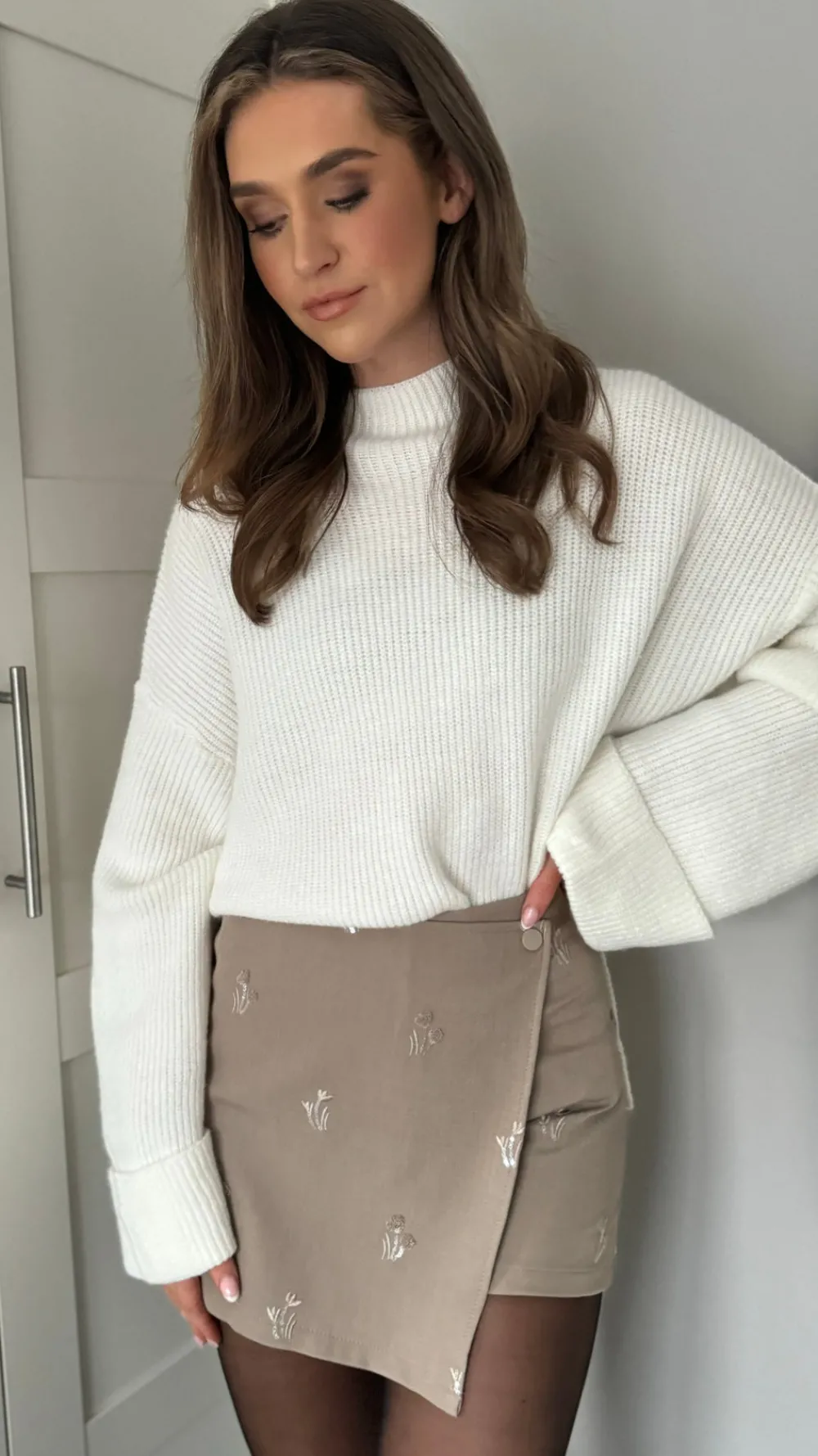 fenella_camel_embroidered_0.webp UNIKA Skirts & Shorts^Fenella Camel Embroidered Detail Skort