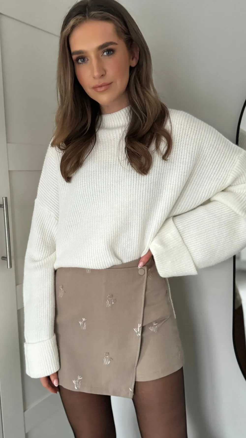 fenella_camel_embroidered_2.webp UNIKA Skirts & Shorts^Fenella Camel Embroidered Detail Skort