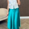 ROSA FASHION Skirts & Shorts^Fiadh Green Satin Finish Midi Skirt