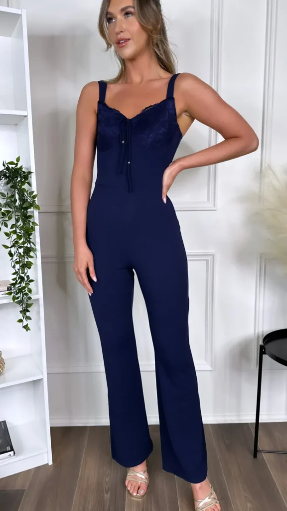 GIRL IN MIND Jumpsuits + Playsuits^Fiadh Navy Lace Cup Wide Leg Jumpsuit