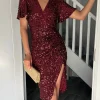 GIRL IN MIND Going Out Dresses | Occasion Dresses^Florence Burgundy Sequin Midi Dress