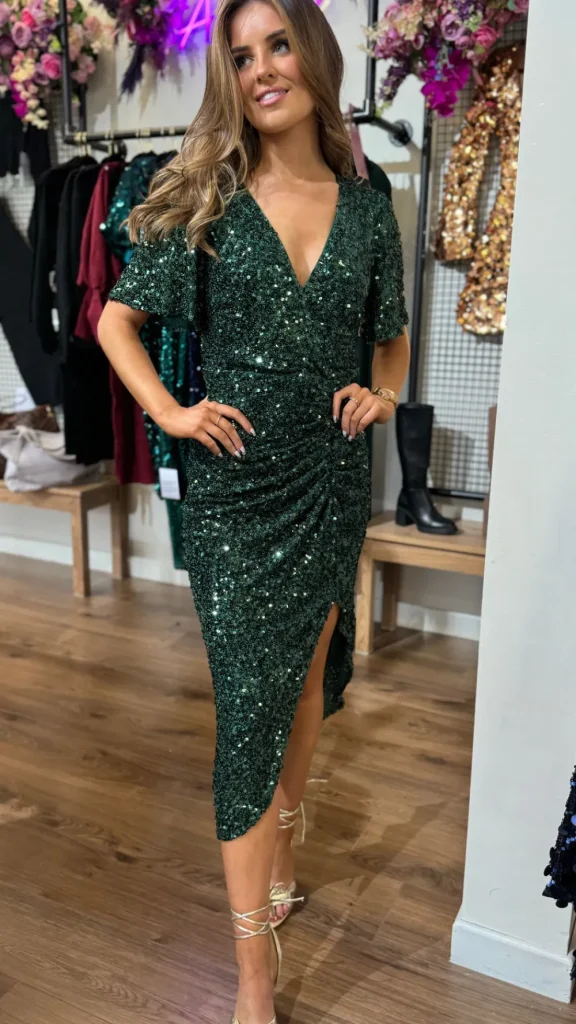 GIRL IN MIND Fitted Dresses | Going Out Dresses^Florence Green Sequin Midi Dress