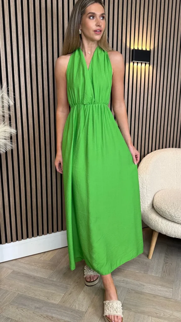 COPPEROSE Going Out Dresses | Occasion Dresses^Florie Green Halterneck Tie Detail Midi Dress