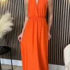 COPPEROSE Going Out Dresses | Occasion Dresses^Florie Orange Halterneck Tie Detail Midi Dress