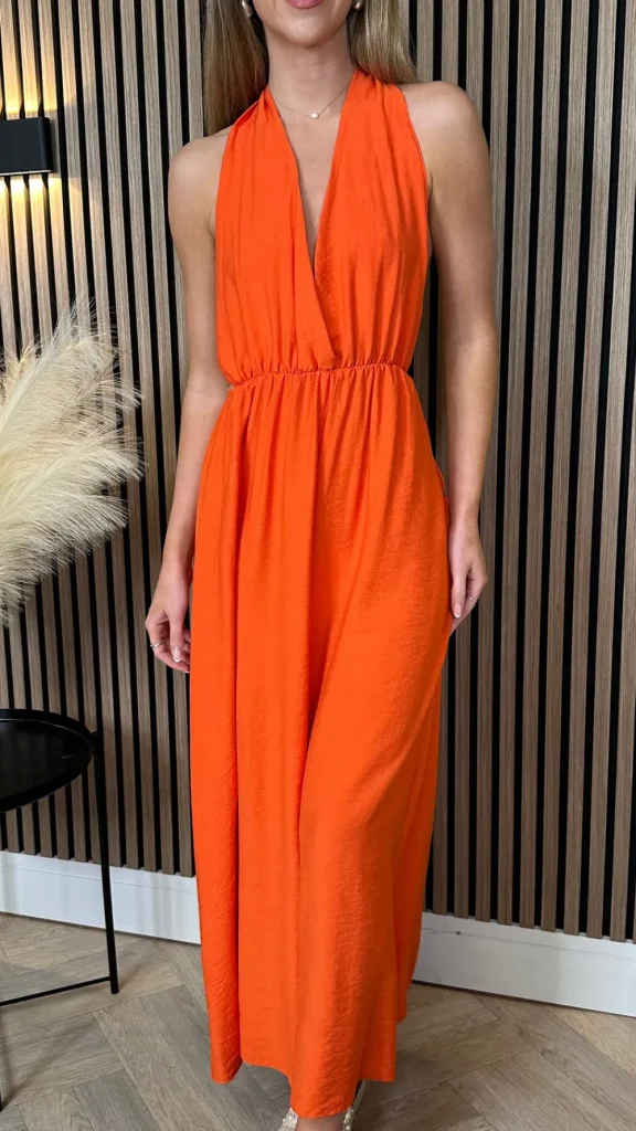 COPPEROSE Going Out Dresses | Occasion Dresses^Florie Orange Halterneck Tie Detail Midi Dress