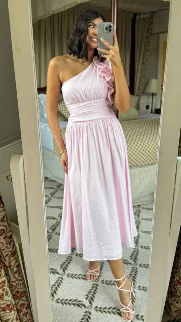 CANDICE FAIRE Going Out Dresses | Occasion Dresses^Francesca Baby Pink One Shoulder Ruffle Maxi Dress