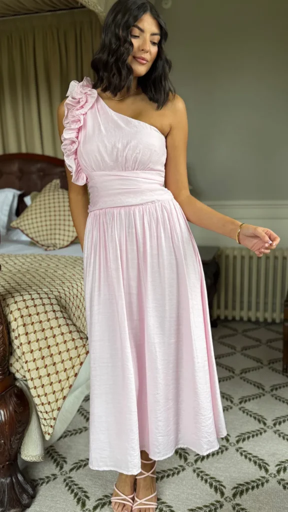 CANDICE FAIRE Going Out Dresses | Occasion Dresses^Francesca Baby Pink One Shoulder Ruffle Maxi Dress
