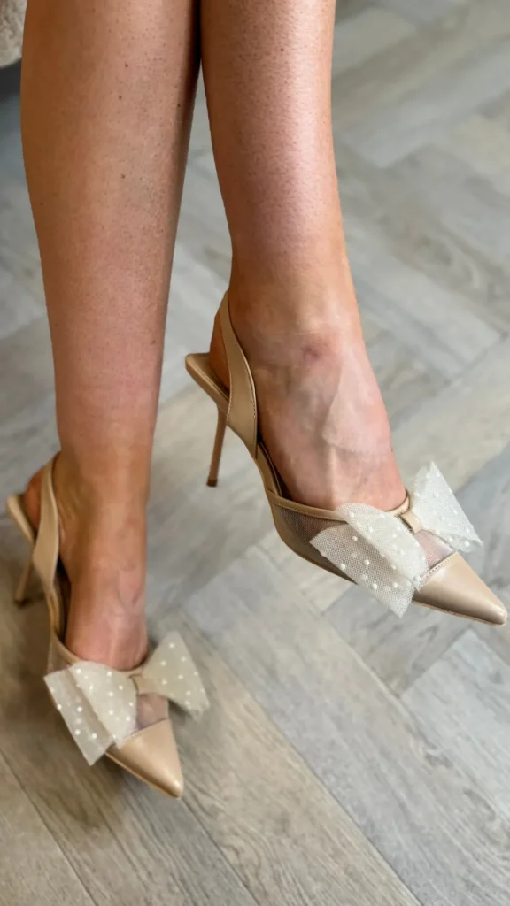SAS ACTIV GIVANA Heels^Francesca Nude Bow Detail Slingback Stiletto Heel Shoes