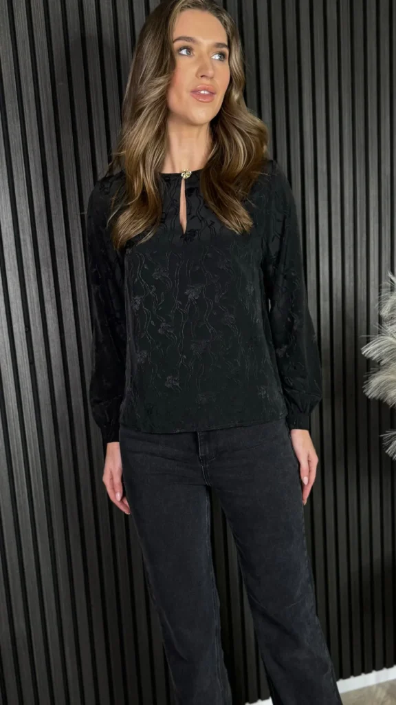 PARIS FASHION SHOPS Tops^Freya Black Drop Neck Top With Gold Button