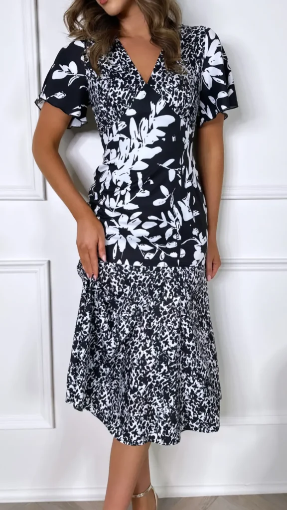 GIRL IN MIND Going Out Dresses | Occasion Dresses^Frieda Black and White Floral Tiered Midi Dress