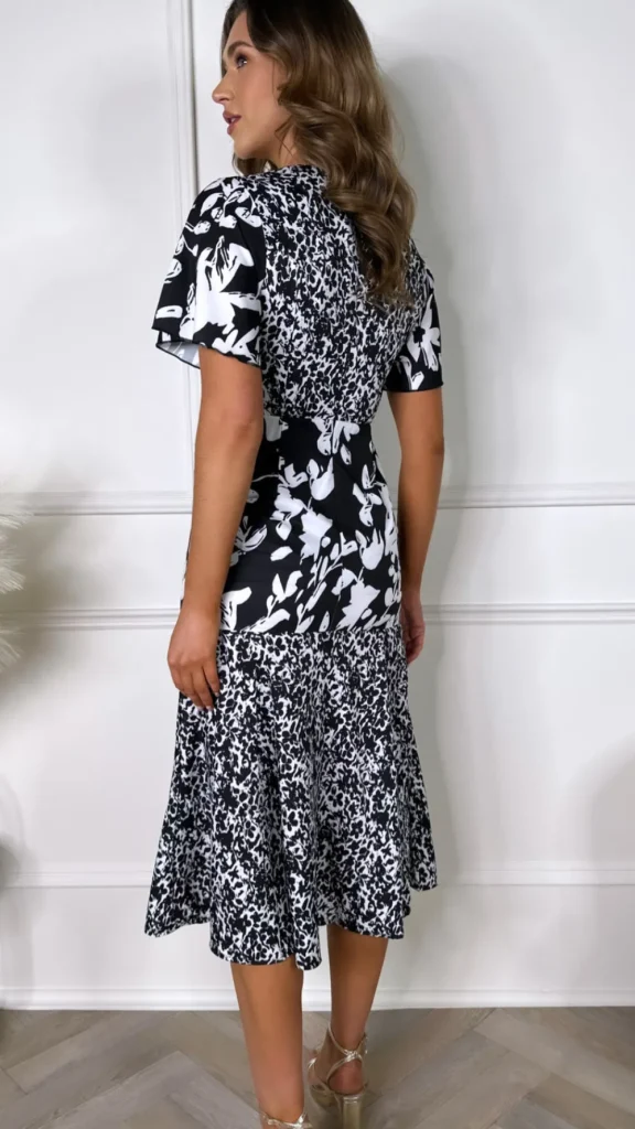 GIRL IN MIND Going Out Dresses | Occasion Dresses^Frieda Black and White Floral Tiered Midi Dress