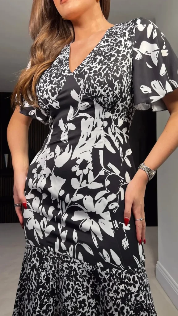 GIRL IN MIND Going Out Dresses | Occasion Dresses^Frieda Black and White Floral Tiered Midi Dress