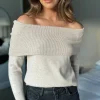 SEVEN SEPT Knitwear^Gabi Beige Wide Neck Knit Jumper