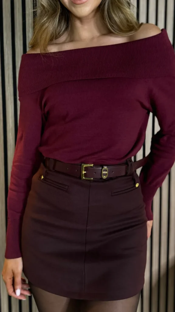 SEVEN SEPT Knitwear^Gabi Burgundy Wide Neck Knit Jumper