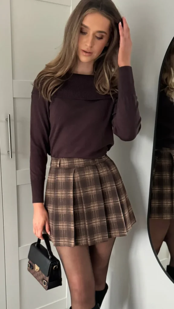 SEVEN SEPT Knitwear^Gabi Chocolate Brown Wide Neck Knit Jumper