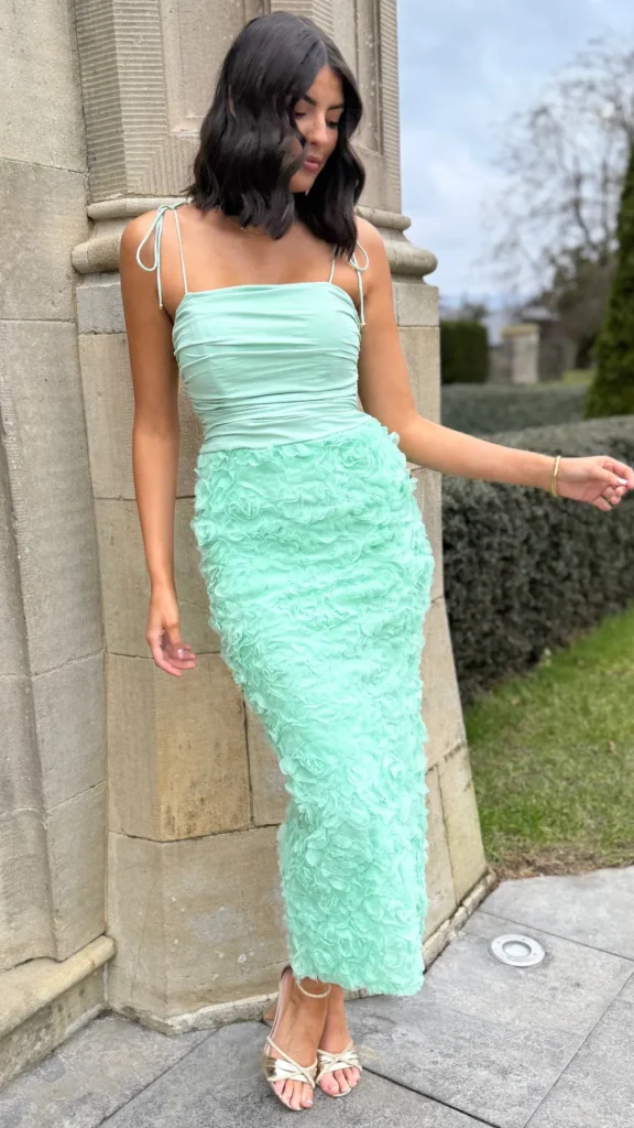 CANDICE FAIRE Fitted Dresses | Going Out Dresses^Gemma Sage Green Embellished Floral Maxi Dress
