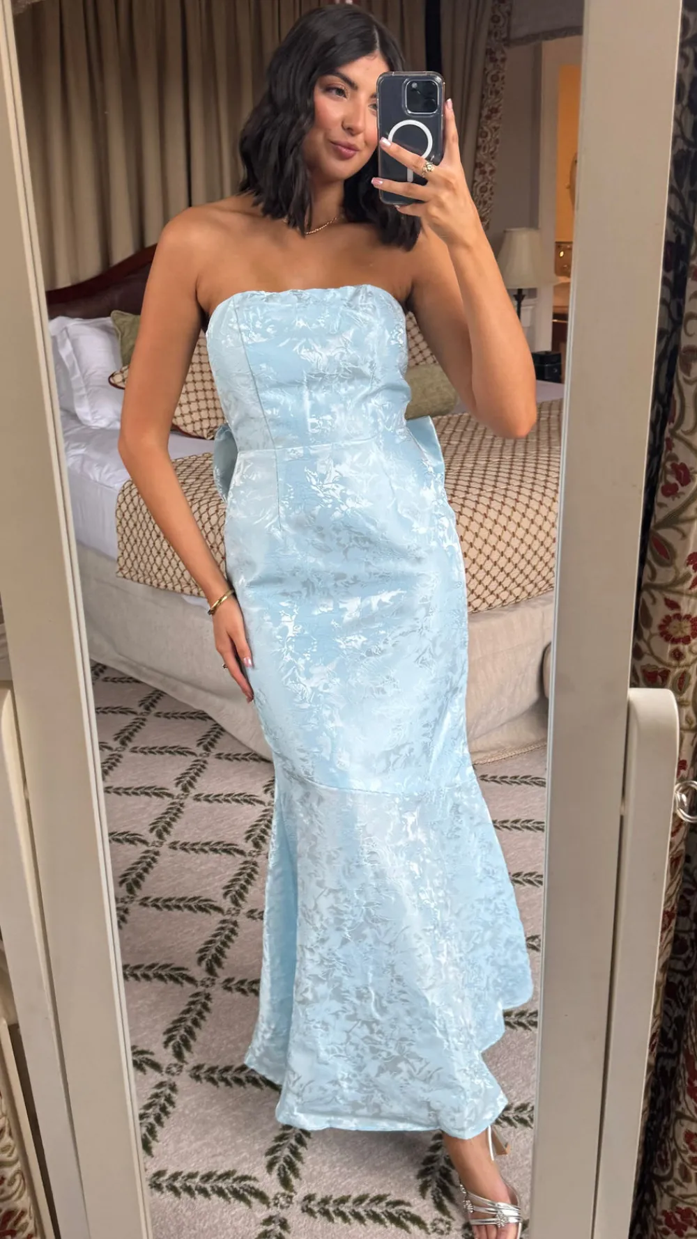 georgie_baby_blue_bandeau_5.webp FP & CO Fitted Dresses | Going Out Dresses^Georgie Baby Blue Bandeau Midi Dress