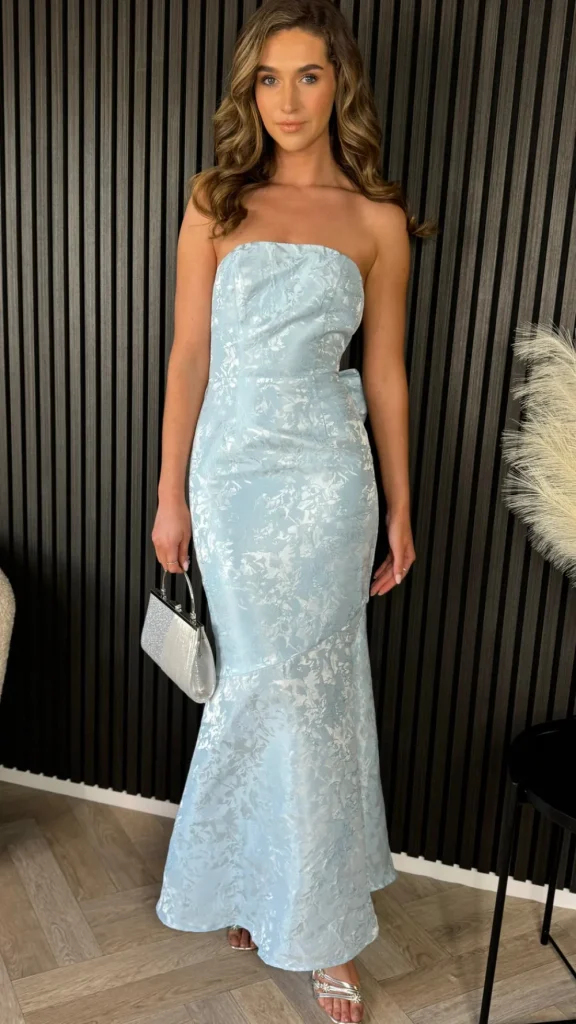FP & CO Fitted Dresses | Going Out Dresses^Georgie Baby Blue Bandeau Midi Dress