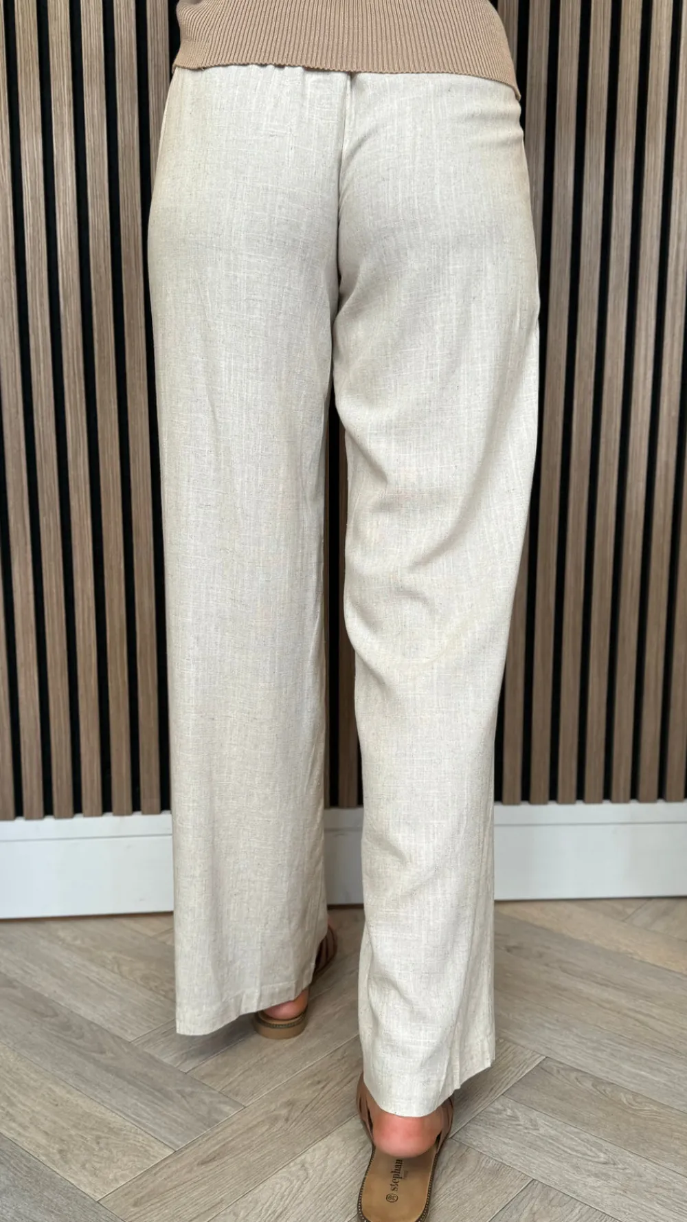 gianna_beige_linen_effect_4.webp LUCCE Trousers^Gianna Beige Linen Effect Wide Leg Trousers