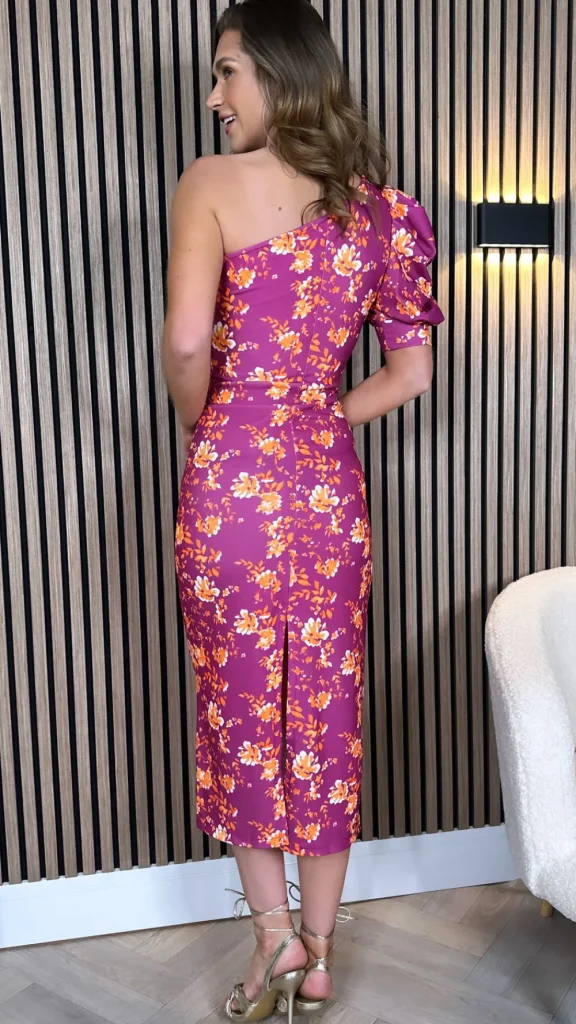 ESTEE BROWN Going Out Dresses | Occasion Dresses^Harley Purple Floral Printed One Shoulder Midi Dress