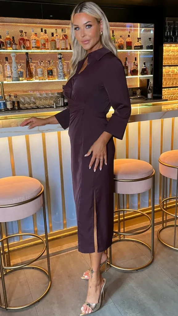 AX PARIS Going Out Dresses | Occasion Dresses^Harlyn Burgundy 3/4 Sleeve Gathered Waist Shirt Midi Dress