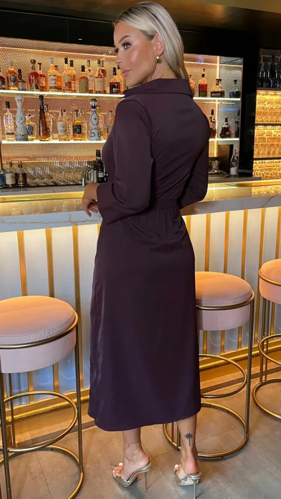 AX PARIS Going Out Dresses | Occasion Dresses^Harlyn Burgundy 3/4 Sleeve Gathered Waist Shirt Midi Dress