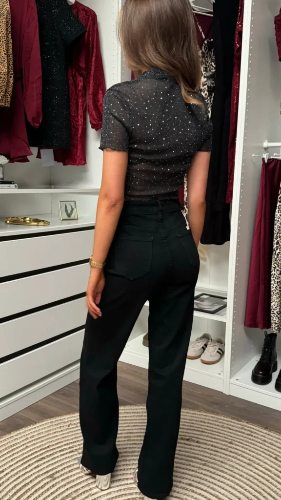 PARIS FASHION SHOPS Trousers^Harri Black Heart Detail Straight Leg Jeans